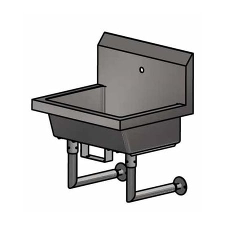 Bk Resources 24" Wall Mount 1 Station Handwash Sink, 1 Hole Splash Mount, Bracket MSHS-24W1B